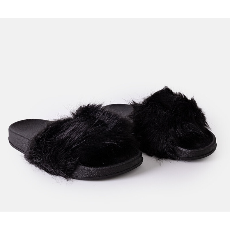 Candy sorte flip-flops med pels 2