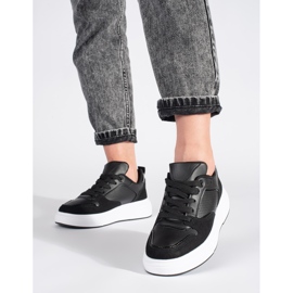 Sorte sneakers til kvinder med tyk sål 2