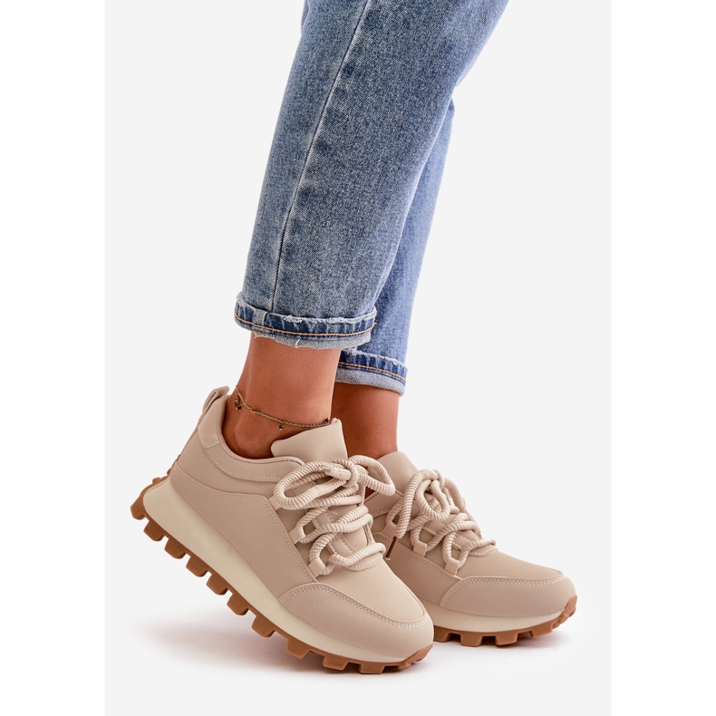 Sportssko Sneakers på platform lavet af øko-læder, Beige Riadella 1