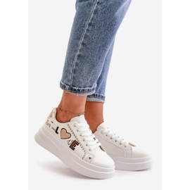 Sneakers til kvinder med dekorativ kærlighedsindskrift, hvid Orlian 1