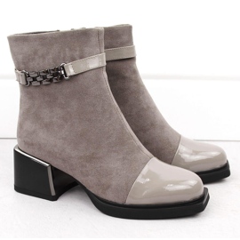 Ankelstøvler til kvinder med en dekorativ hæl D&amp;A S.Barski Premium Collection MR880-018 beige 2