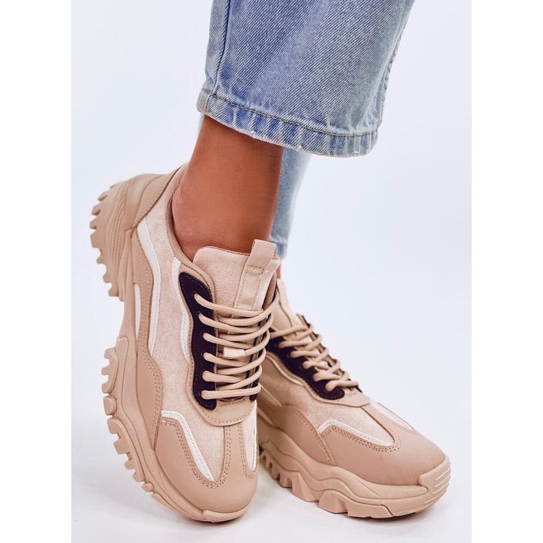 Lammes Khaki damesneakers beige 2