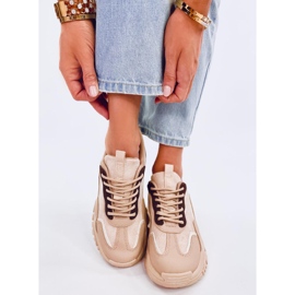 Lammes Khaki damesneakers beige 1