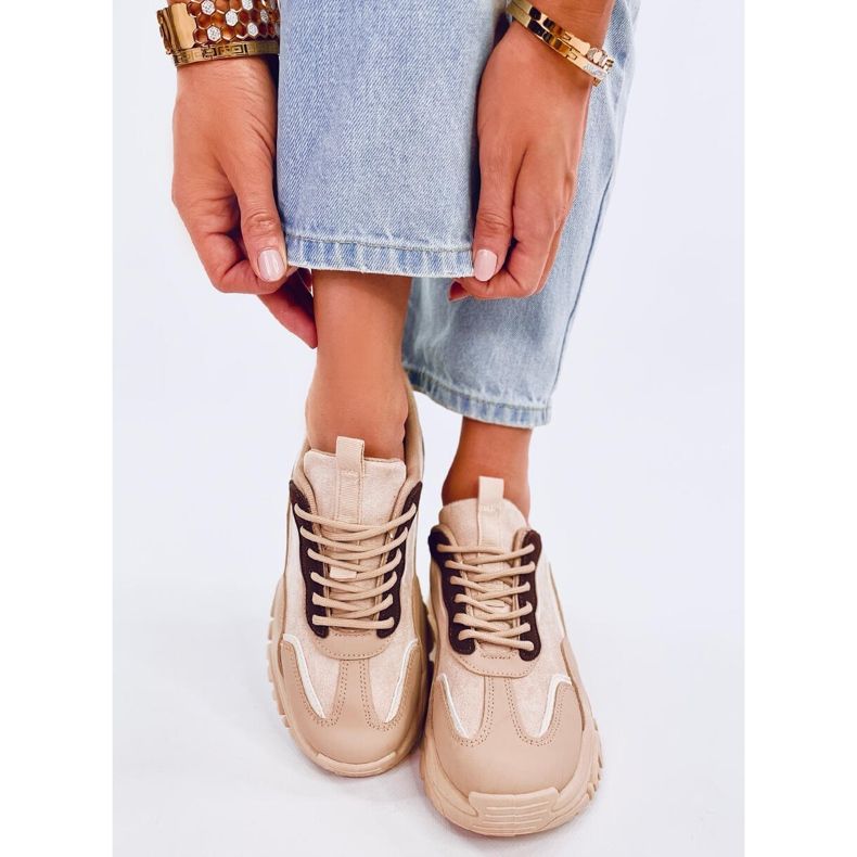 Lammes Khaki damesneakers beige 1