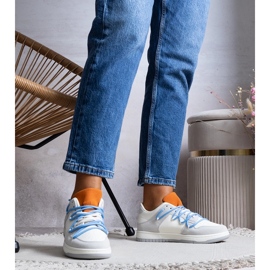Aucoin grå sneakers med blå snørebånd hvid 1