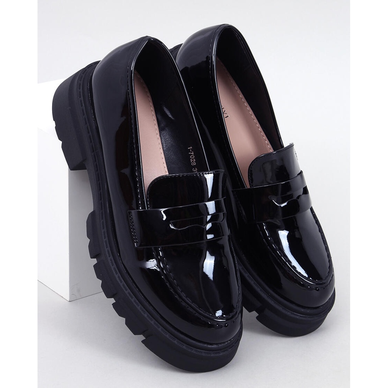 Gladieu Black patent loafers sort 1