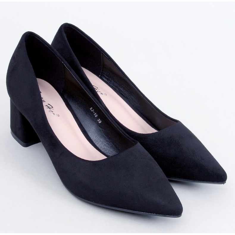 Farrin Black lavhælede pumps sort 1