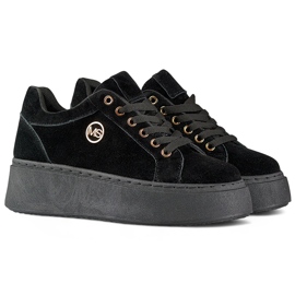 Sorte damesneakers med tyk sål 1