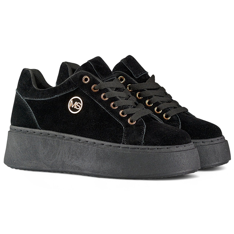 Sorte damesneakers med tyk sål 1