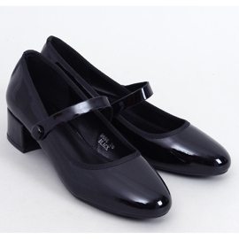 Weinis Black patent højhælede ballet flade sort 1