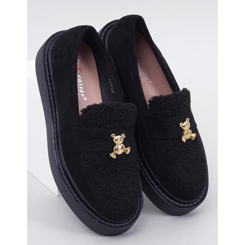 Anisha Black platform loafers med shearling sort 1