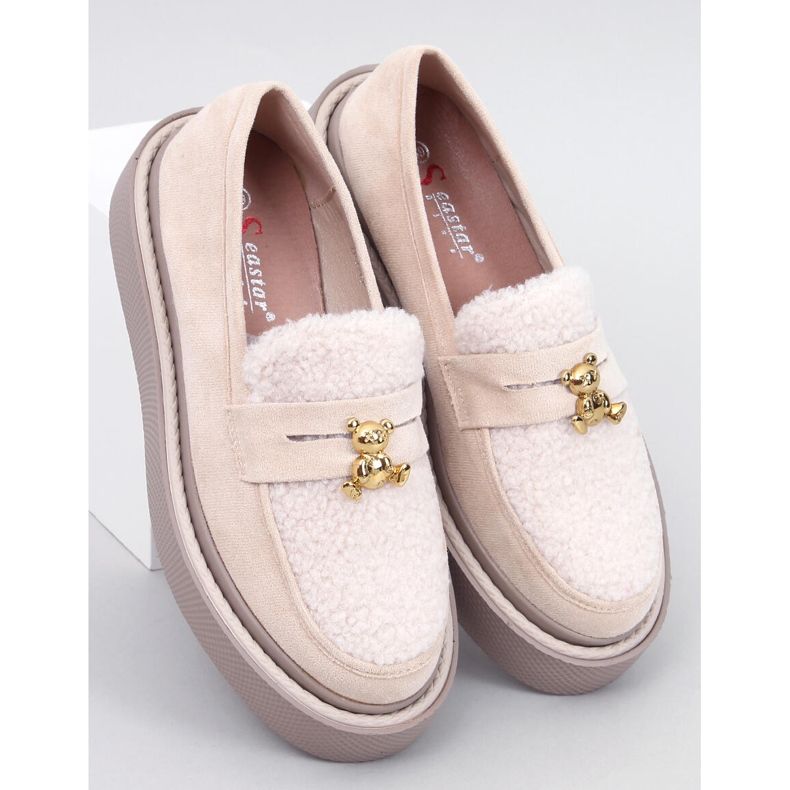 Anisha Beige platform loafers med shearling 1
