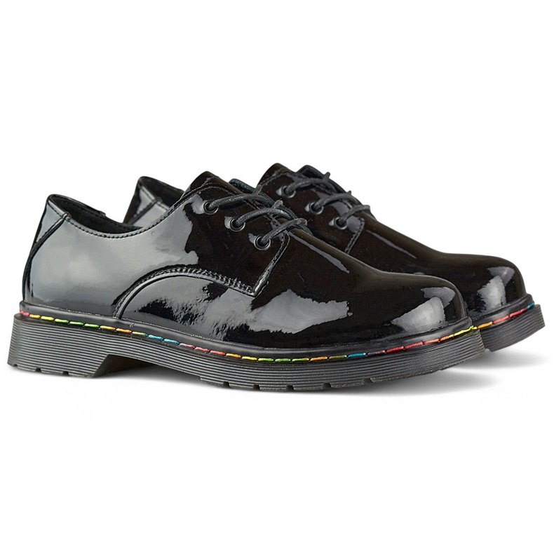 Kvinde læder sort patent oxfords, naturligt læder 1