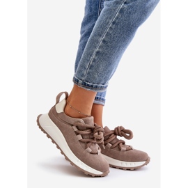 Damesneakers i ruskind med tyk snøre Artiker 54C1409 Beige 1