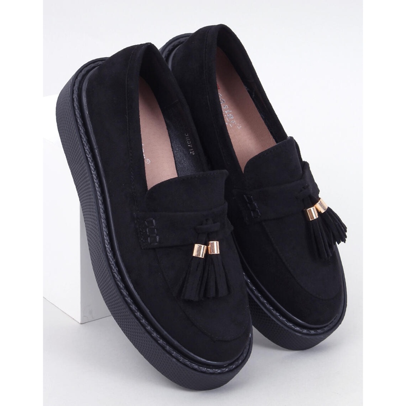 Trinity Black platform loafers med frynser sort 1