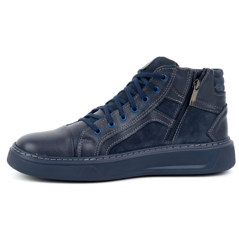 Olivier Herre lædersko, vintersneakers 886K, marineblå 1