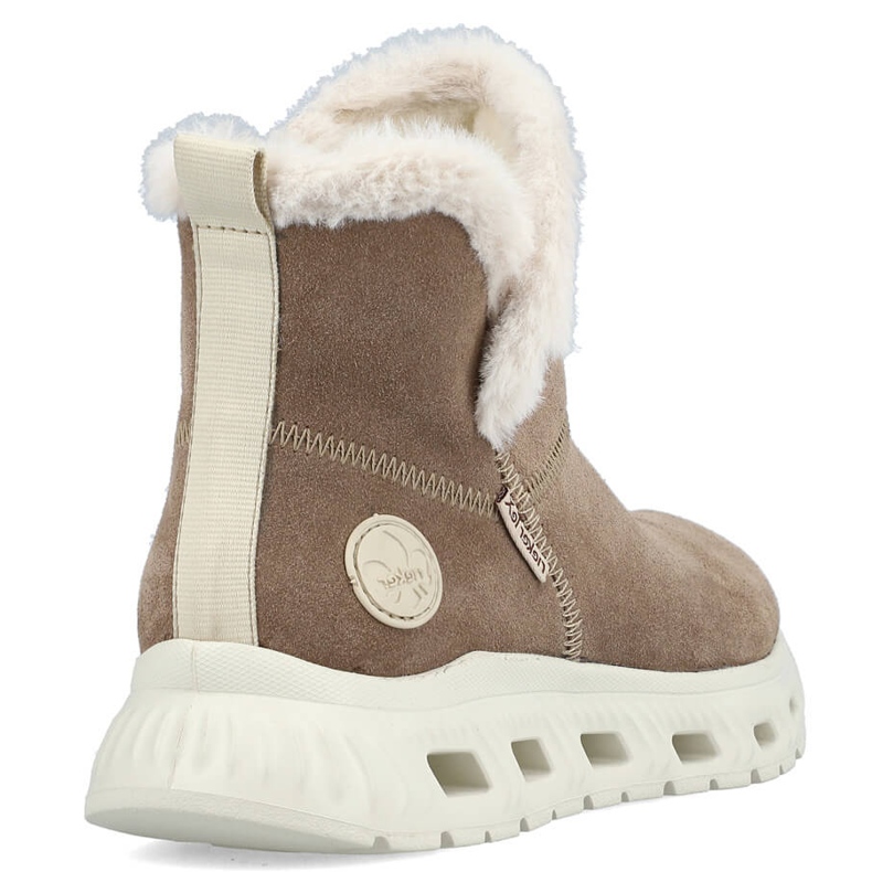 Vandtætte læder ankelstøvler til kvinder, beige snestøvler Rieker M6050-64 1