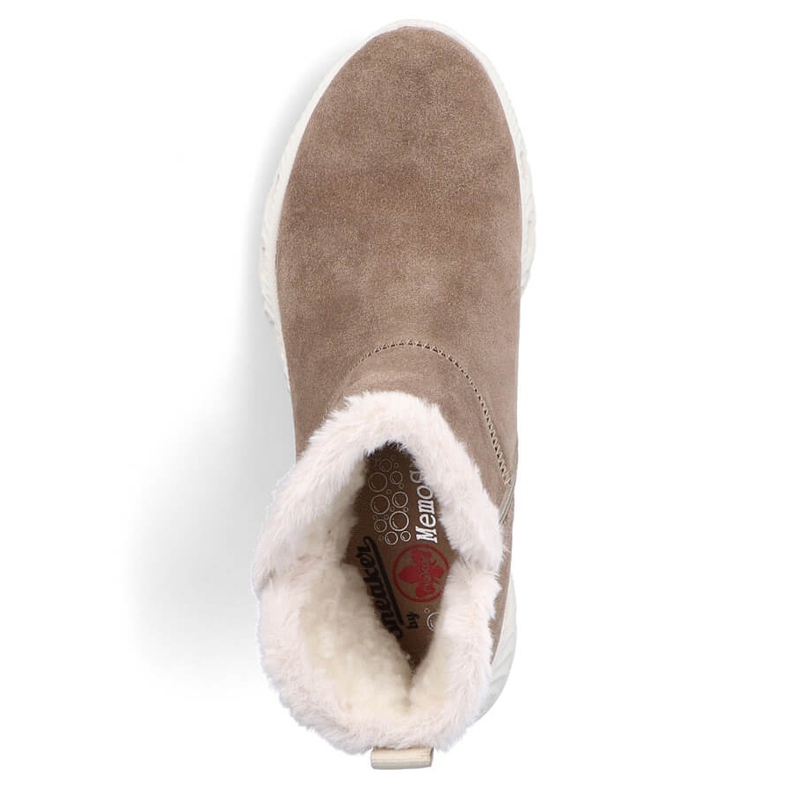 Vandtætte læder ankelstøvler til kvinder, beige snestøvler Rieker M6050-64 2