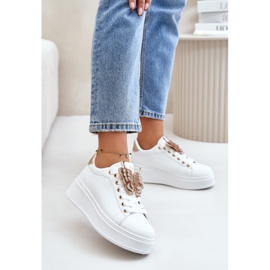 Sneakers på platform til kvinder med sommerfugl, hvid og guld Naritevia 2