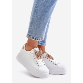 Sneakers på platform til kvinder med sommerfugl, hvid og guld Naritevia 1