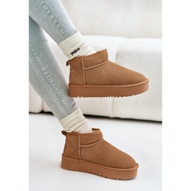 Snestøvler i læderruskind på Camel Nereviana platformen beige 1