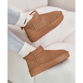 Snestøvler i læderruskind på Camel Nereviana platformen beige 2