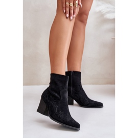 Cowboystøvler på høj hæl, Eco Suede, Black Arabelline sort 2