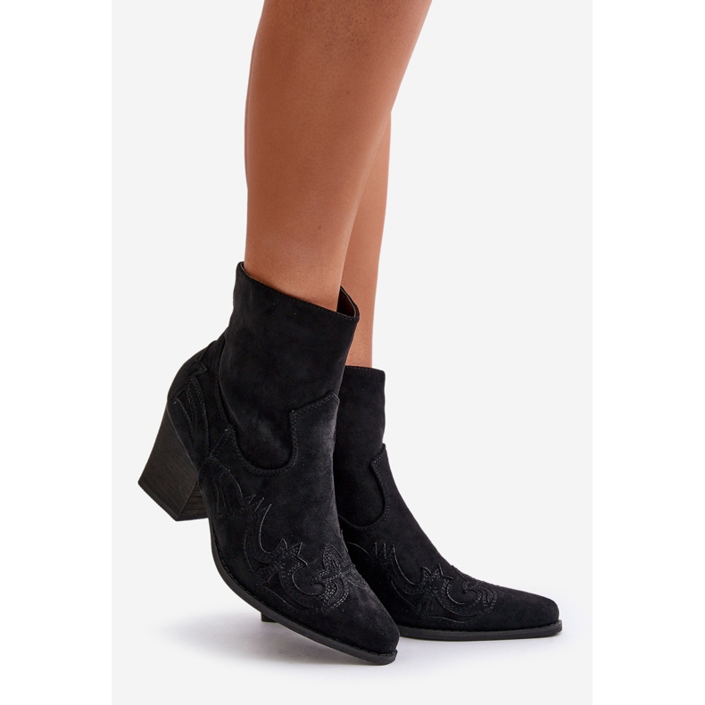 Cowboystøvler på høj hæl, Eco Suede, Black Arabelline sort 1