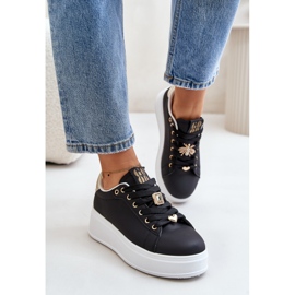 Platformsneakers til kvinder med dekorationer, sort Herbisa 1