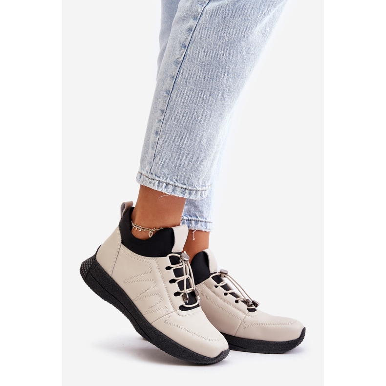 Isolerede læder sportssko med lynlås Artiker 55C0038 Beige 1