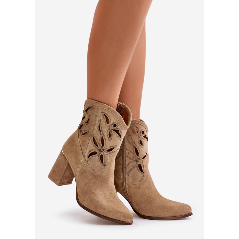 Ruskind gennembrudte ankelstøvler Lewski 3629 Beige 1