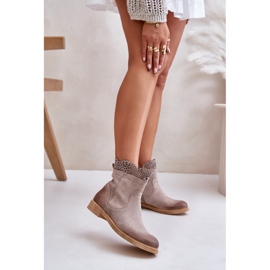 Lewski Shoes Lave flade støvler til kvinder Ruskind Lewski 3624 Cappucino beige 2