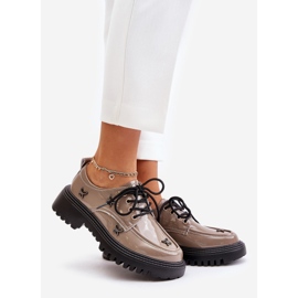 Dame-patentsko med dekorationer, naturlæder Artiker 55C1010 Dark Beige 1