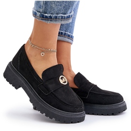Dame Brogues mokkasiner med gulddetaljer, sort Arilva 7