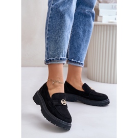 Dame Brogues mokkasiner med gulddetaljer, sort Arilva 1