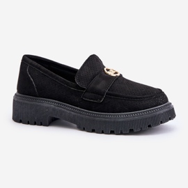 Dame Brogues mokkasiner med gulddetaljer, sort Arilva 3