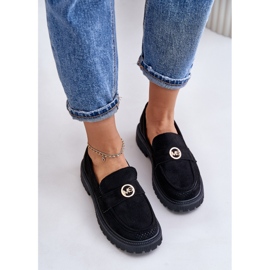 Dame Brogues mokkasiner med gulddetaljer, sort Arilva 4