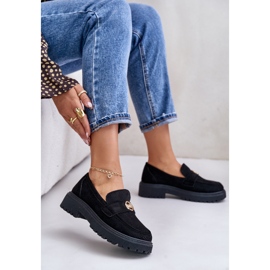 Dame Brogues mokkasiner med gulddetaljer, sort Arilva 5