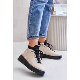 Lyse læder sportssko på Artiker Platform 55C0554 Beige 2