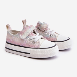 Velcro-sneakers til børn med lyserøde/flerfarvede Caloma-pailletter 1
