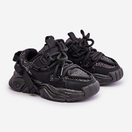 Børnesneakers dekoreret med pailletter, Black Liatoma sort 1