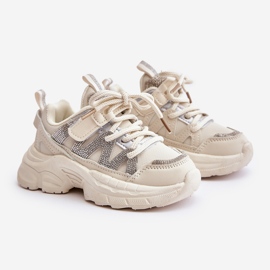 Børnesneakers med rhinsten, Beige Rianalla 1