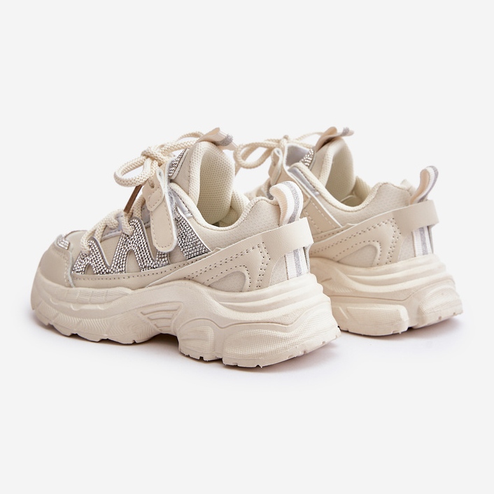Børnesneakers med rhinsten, Beige Rianalla 2