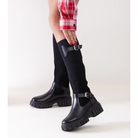 Miste sorte slip-on støvler med elastisk overdel 2
