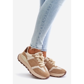 Dame pels læder sneakers Big Star OO274A317 HI-POLY System Beige 1