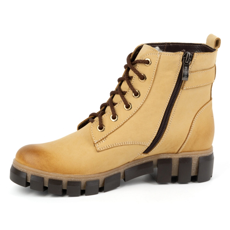 Olivier Dame læderstøvler, isolerede, 373BB, beige 1