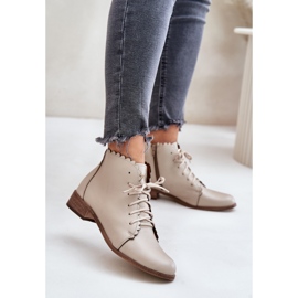 Zazoo 2964 Beige flade læderstøvler 2