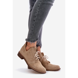 Zazoo 2959 ruskind Oxfords snøresko med flade hæle Beige 1