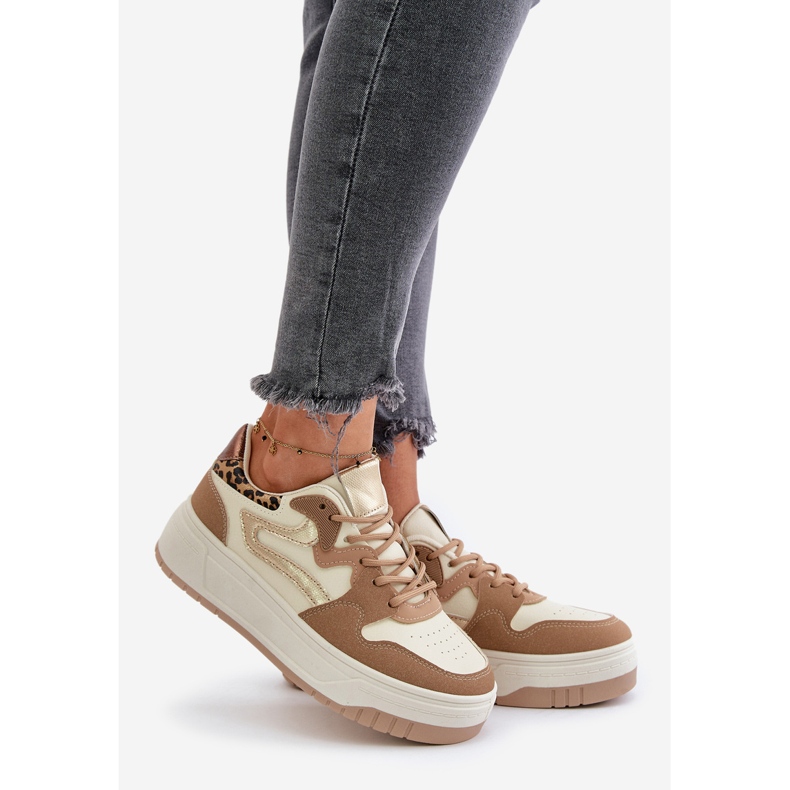 Leopard Leopard Sneakers til kvinder Beige Henizore 1