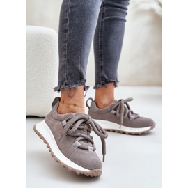 Damesneakers i ruskind med tyk snøre Artiker 54C1465 Grå 2